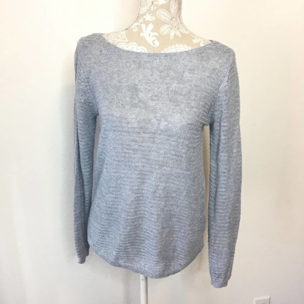 St. Tropez West Linen Open Knit Sweater Top S 1180